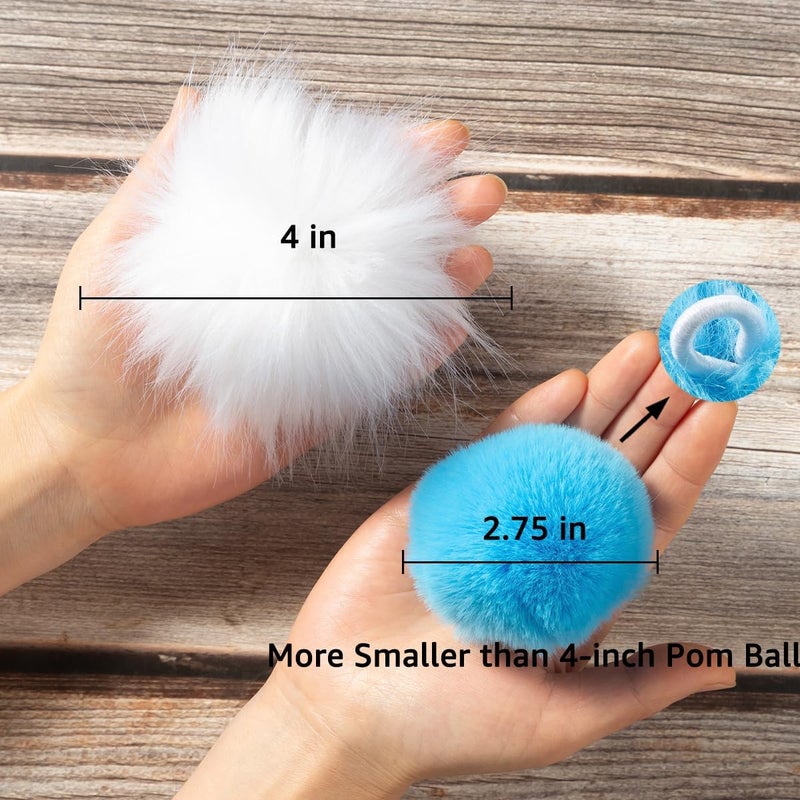 Homtable 12 Pcs Small Faux Fur Pom Pom Balls 2.75 in Fur Fluffy Pompom Ball with Elastic Loop for Hats, Shoes, Scarves, Gloves, Bags, Key Chain Charms Accessories, 2 3/4 inches (Light Blue) - Image 2